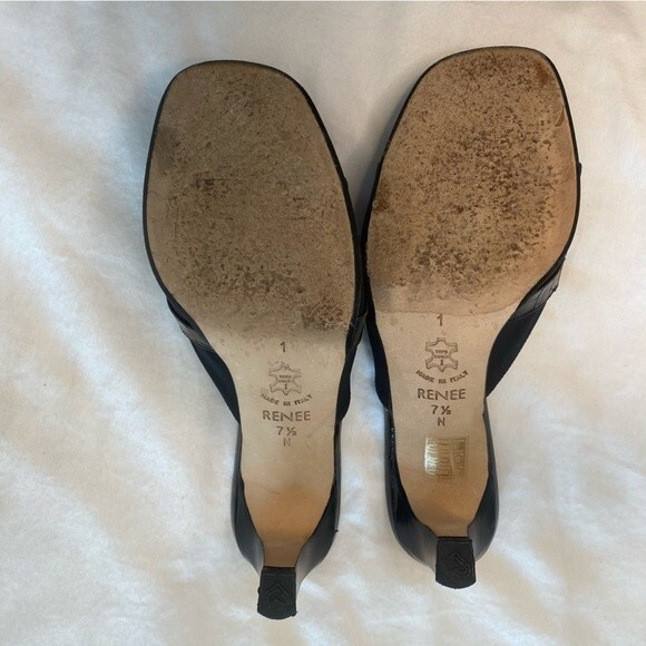 Brighton Renee Black Made In Italy Slide Open Toe Sandal Heels 7.5N - Picture 11 of 11